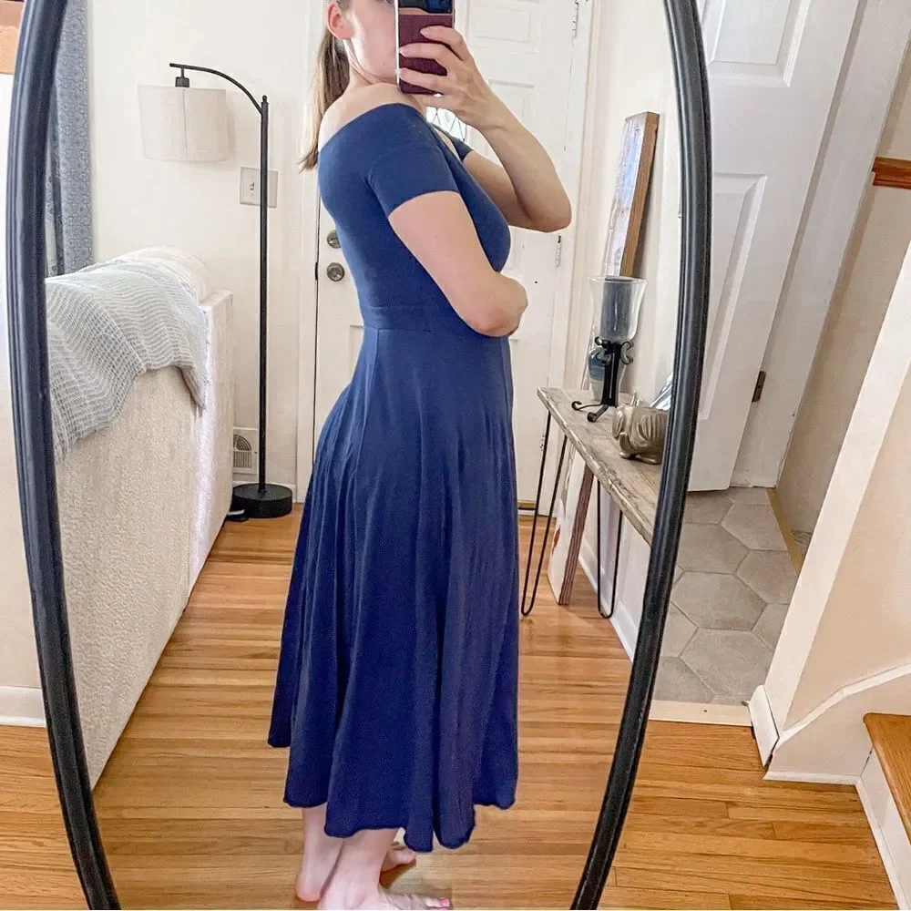 Free People Dance With Me Midi Dress in Cobalt Blue